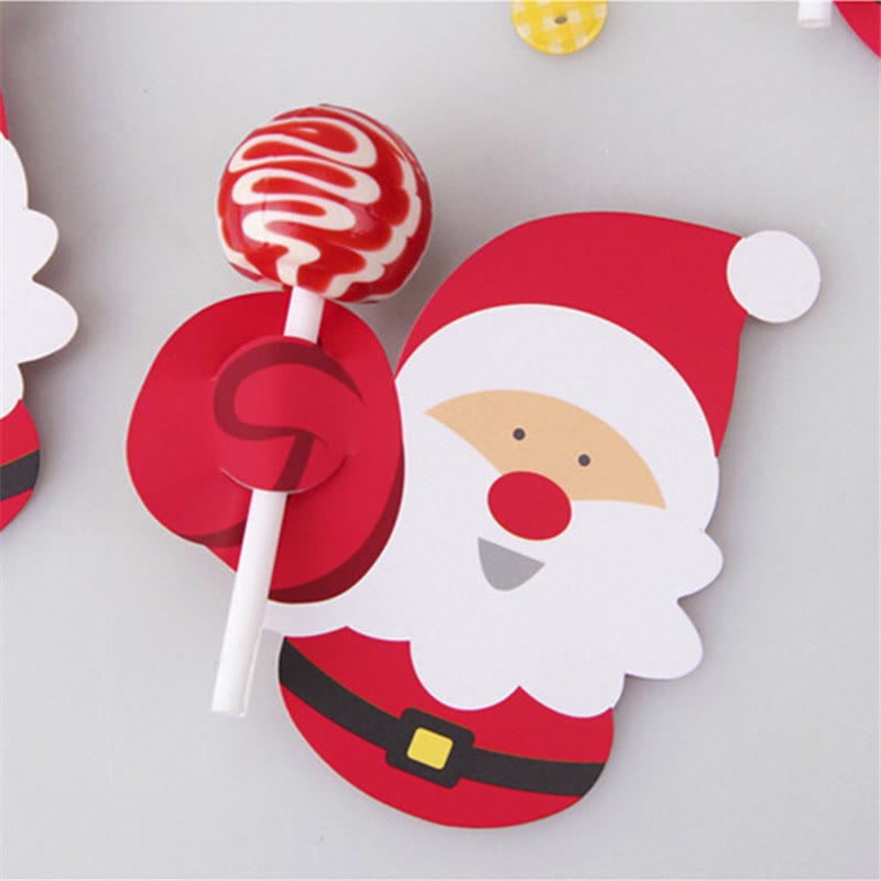 50Pcs/Lot Christmas Paper Lollipop Cards