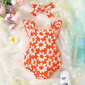 Baby Daisy Sleeveless Bodysuit with Headband