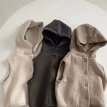 Toddler Solid Color Hooded Ribbed Vest