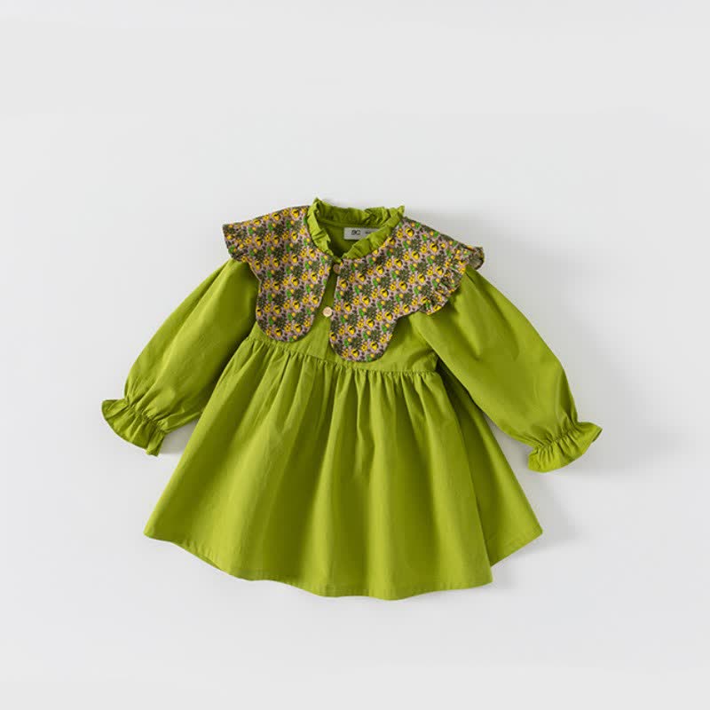 Toddler Girl Fruit Flower Lapel Collar Dress