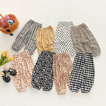 Toddler Plaid Dot Multicolor Loose Pants