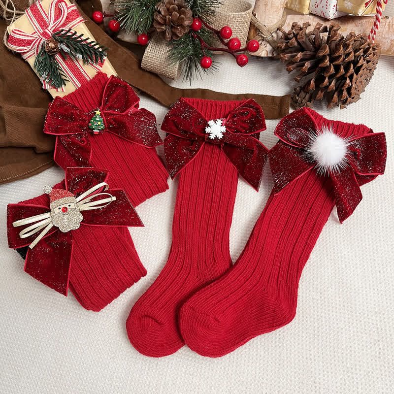 Baby Christmas Bowknot Socks