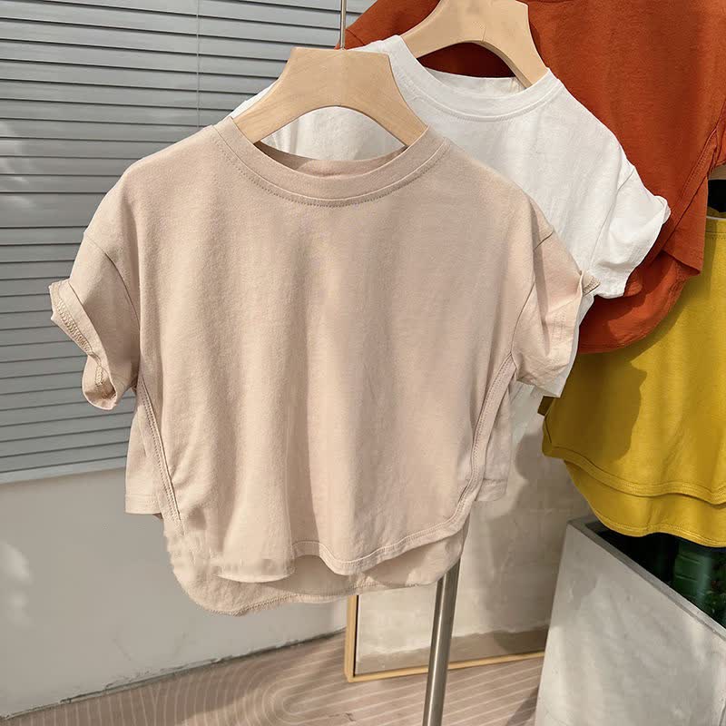 Toddler Solid Color Irregular Loose Tee