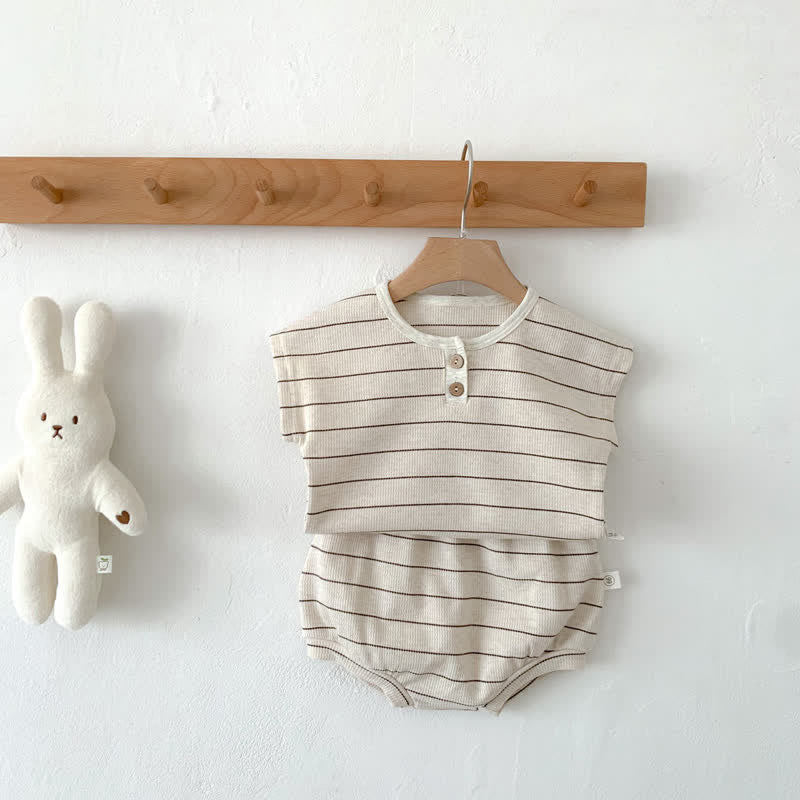 Baby Striped Tank Top and Shorts Set