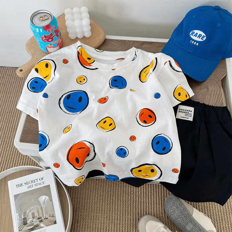 Toddler Boy Smiley Face Casual Tee