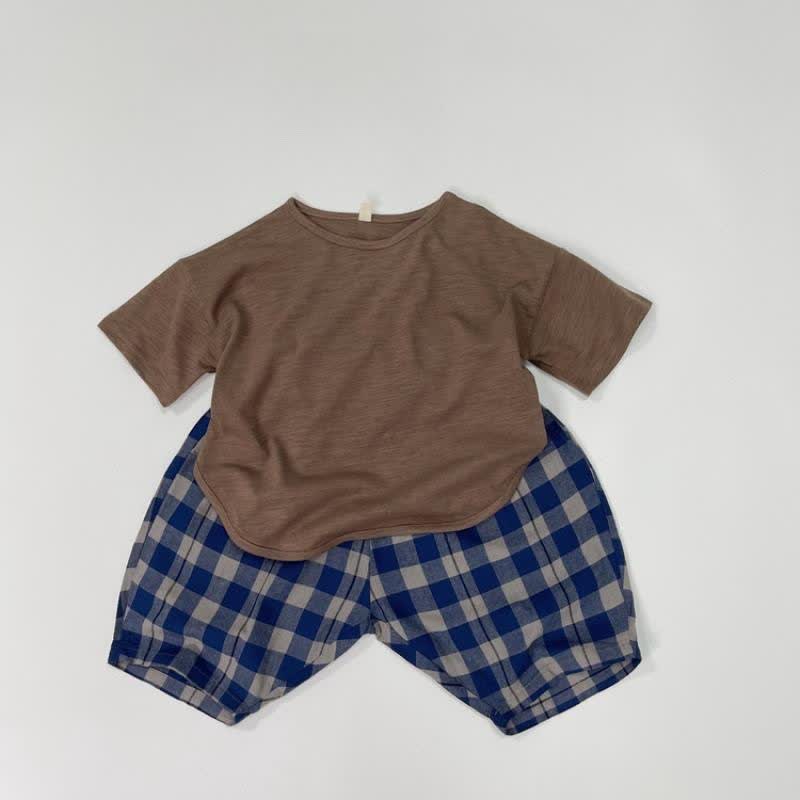 Toddler Boy Plaid Linen Capri Pants