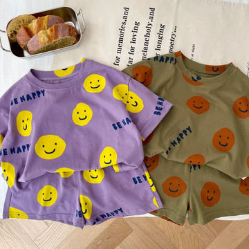 BE HAPPY Baby Toddler Smiley Tee and Shorts Set