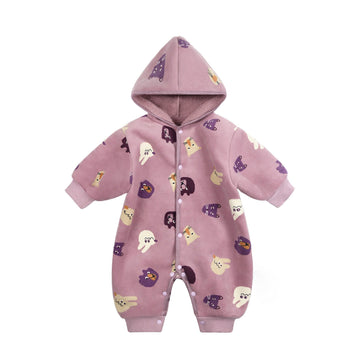 Baby Animal Cute Hooded Purple Romper