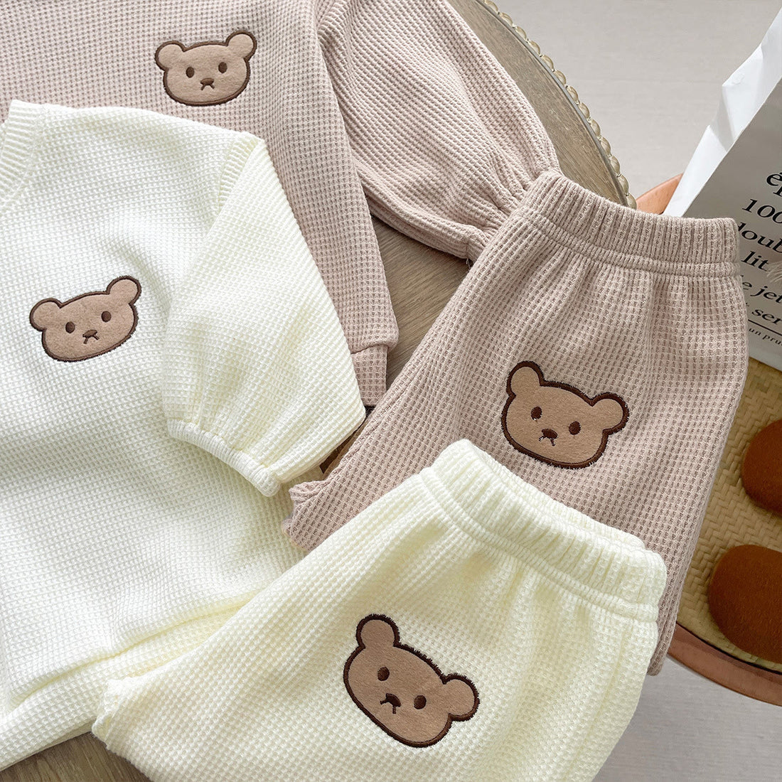 Baby Bear Waffle Sweatsuit 2 Pieces Set