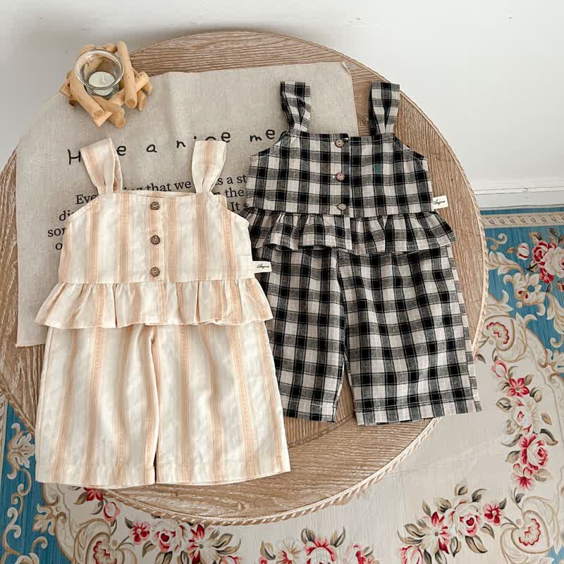 Baby Striped Plaid Camisole and Pants Set