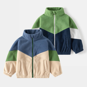 Toddler Color Block Fleece Zipper Coat