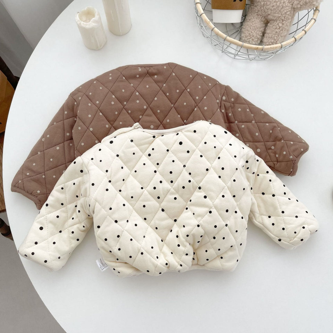 Baby Fleece Lined Dots Quilted Sweatshirt