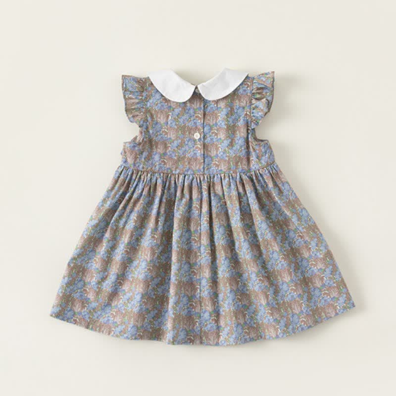 Toddler Girl Bowknot Lapel Collar Sleeveless Dress