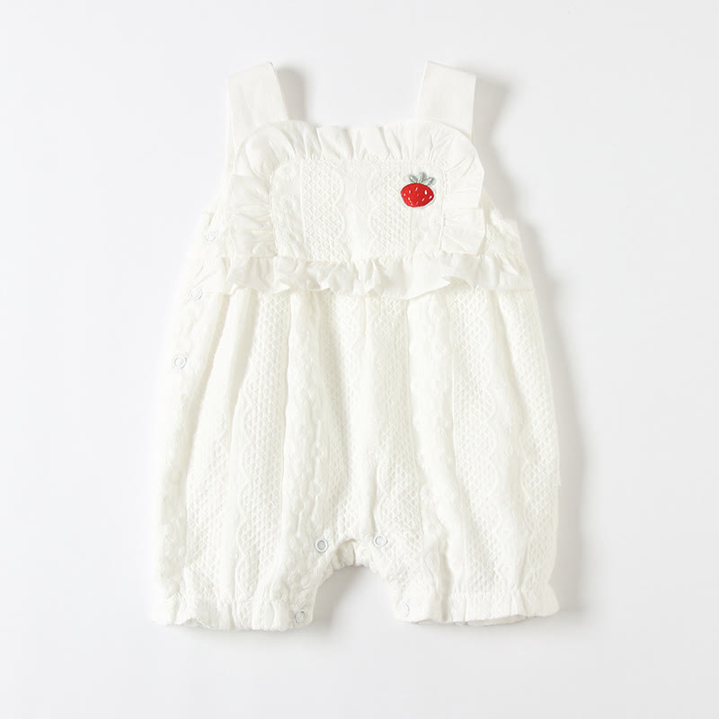 Baby Embroidered Strawberry Newborn Romper