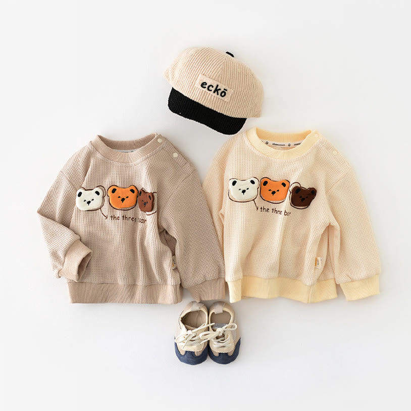 THE THREE BEAR Baby Bear Head Waffle Sweatshirt