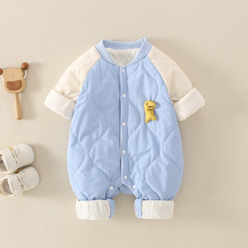 Baby 3D Dino Contrast Sleeves Romper