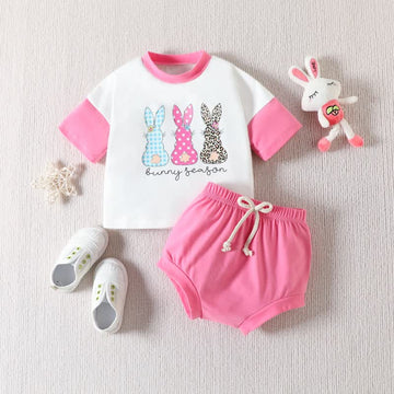 BUNNY SEASONL Baby Tee and Shorts Set