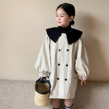 Toddler Girl Collar Beige Coat