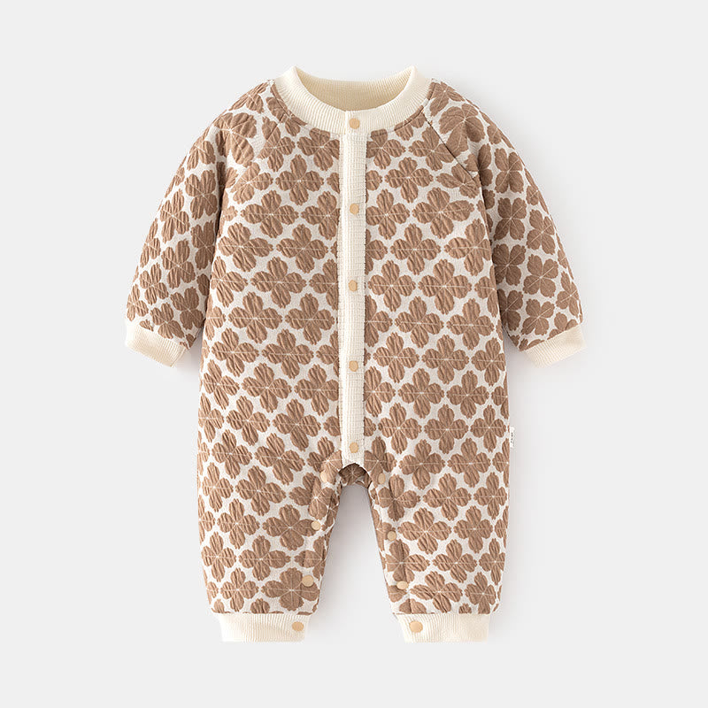 Baby Flower Quilted Button Warm Romper