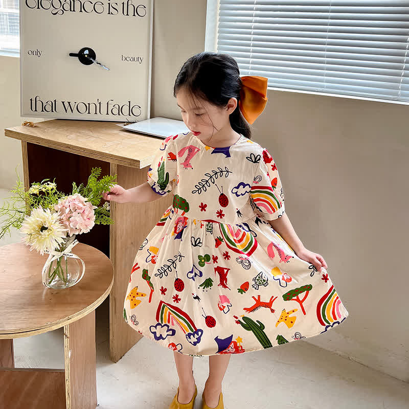 Toddler Girl Rainbow Flower Dress