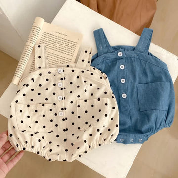 Baby Denim Dot Newborn Strap Bodysuit