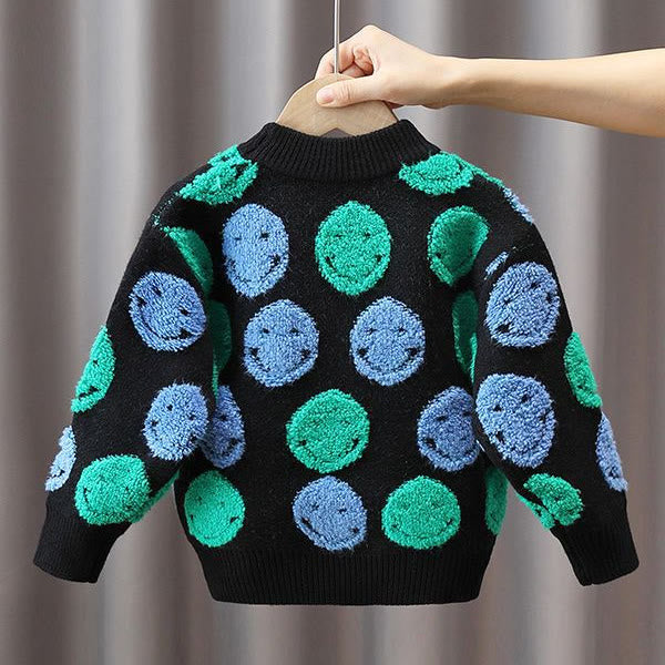 Toddler Boy Fleece Knitted Smile Sweater