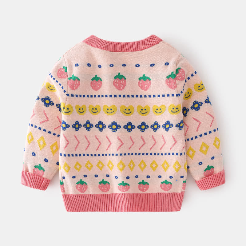 Toddler Girl Strawberry Flower Heart Sweater