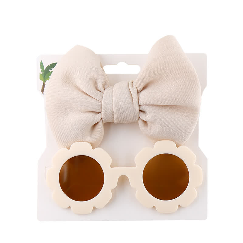 Baby Sunglasses and Bowknot Headband Set