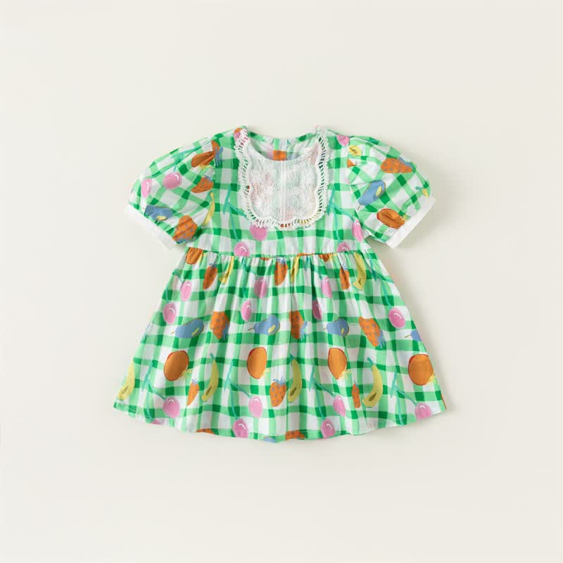 Toddler Girl Fruit Flower Puff Sleeve Dress