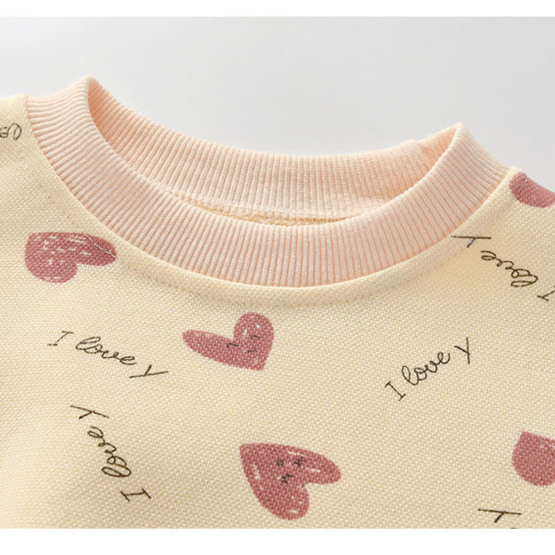 ILOVEY Toddler Girl Heart Crew Neck T-Shirt