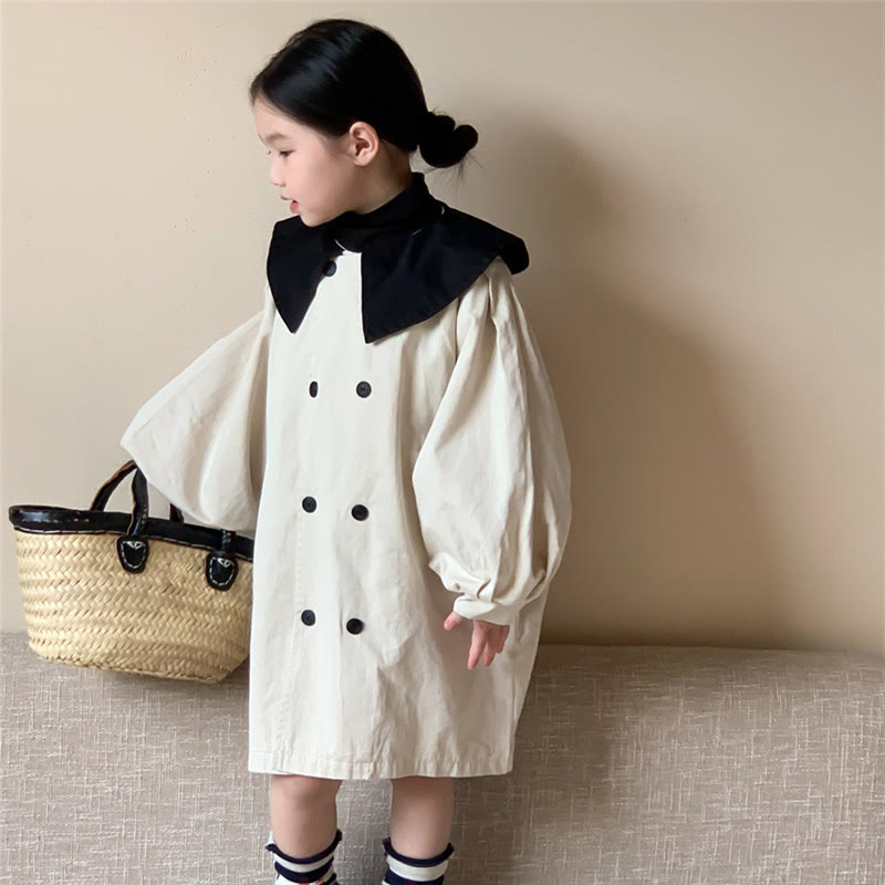 Toddler Girl Collar Beige Coat