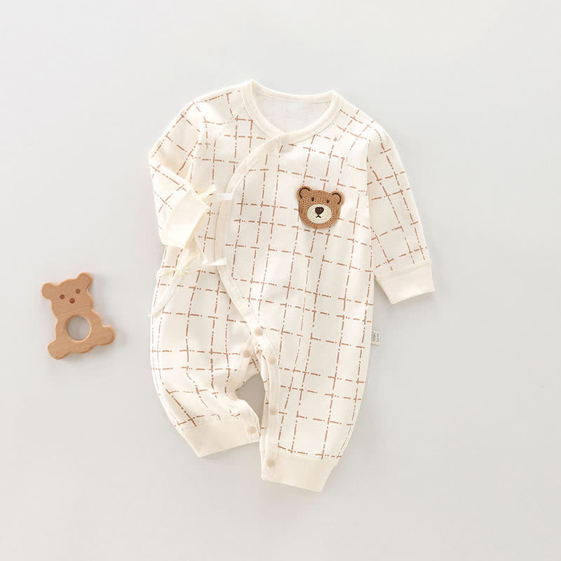 Baby Plaid Bear Newborn Seamless Romper