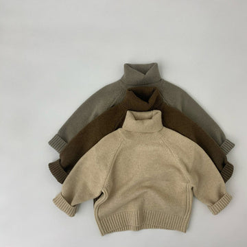 Toddler Boy Turtleneck Knitted Solid Color Sweater