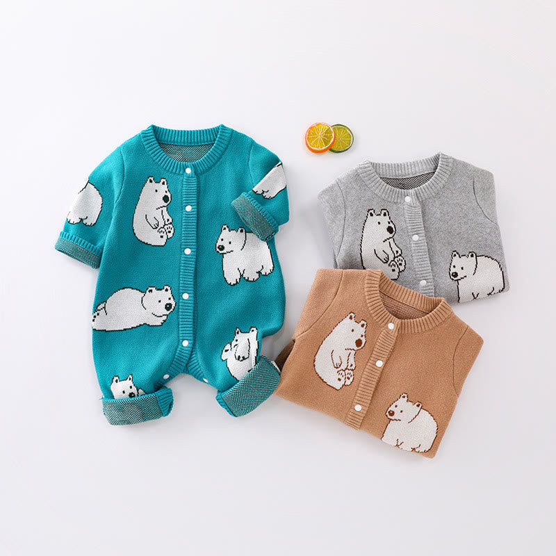 Baby Knitted Cute Polar Bear Romper