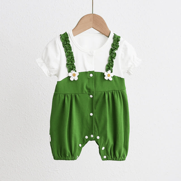 Baby Flower Splicing Fake 2 Pieces Romper