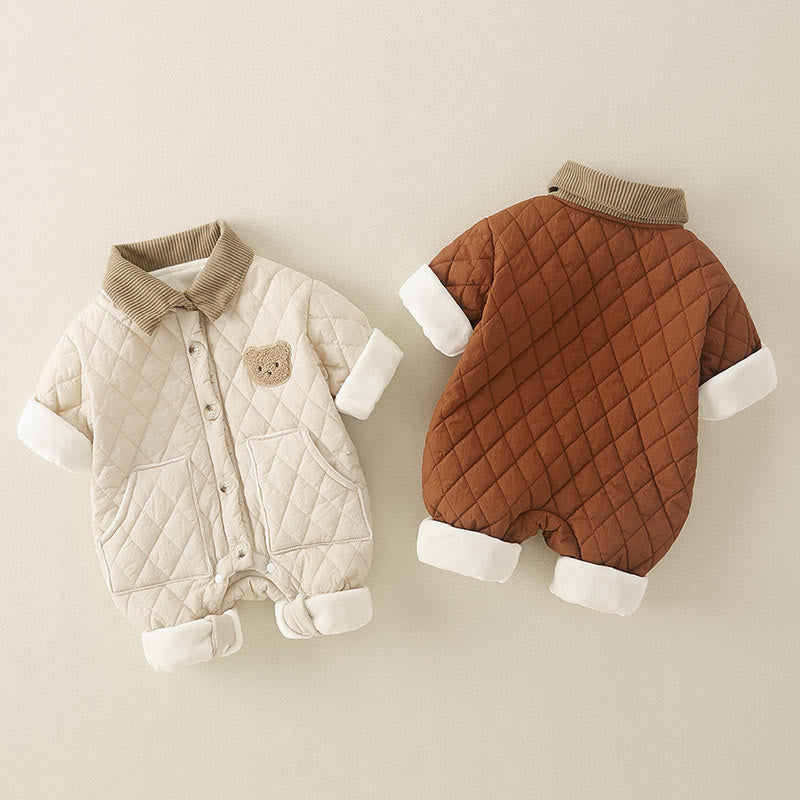 Baby Bear Quilted Polo Romper