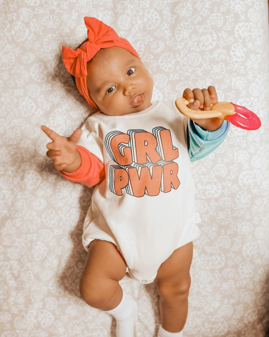 GRL POWER Baby Contrast Sleeve Bodysuit