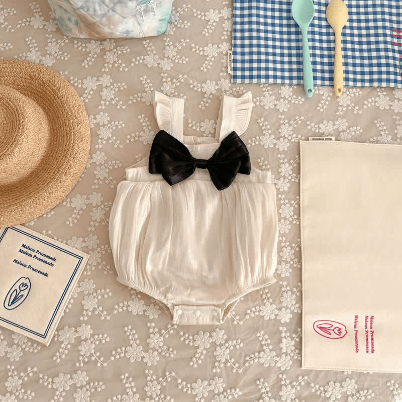 Baby Bowknot Ruffled Strap Bodysuit