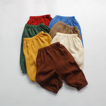 Toddler Retro Solid Color Linen Pants