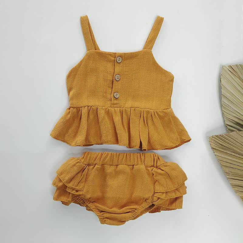 Baby Linen Ruffled Camisole and Shorts Set