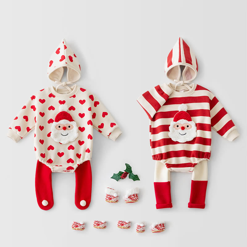 Baby Christmas Heart Bodysuit with Bonnet