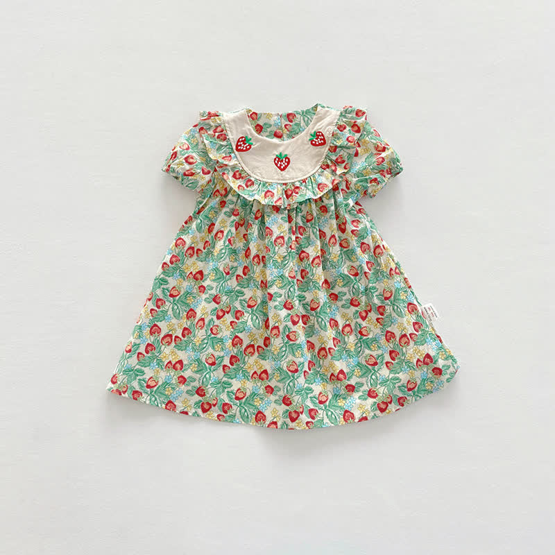 Toddler Girl Strawberry Cherry Flounced Dress