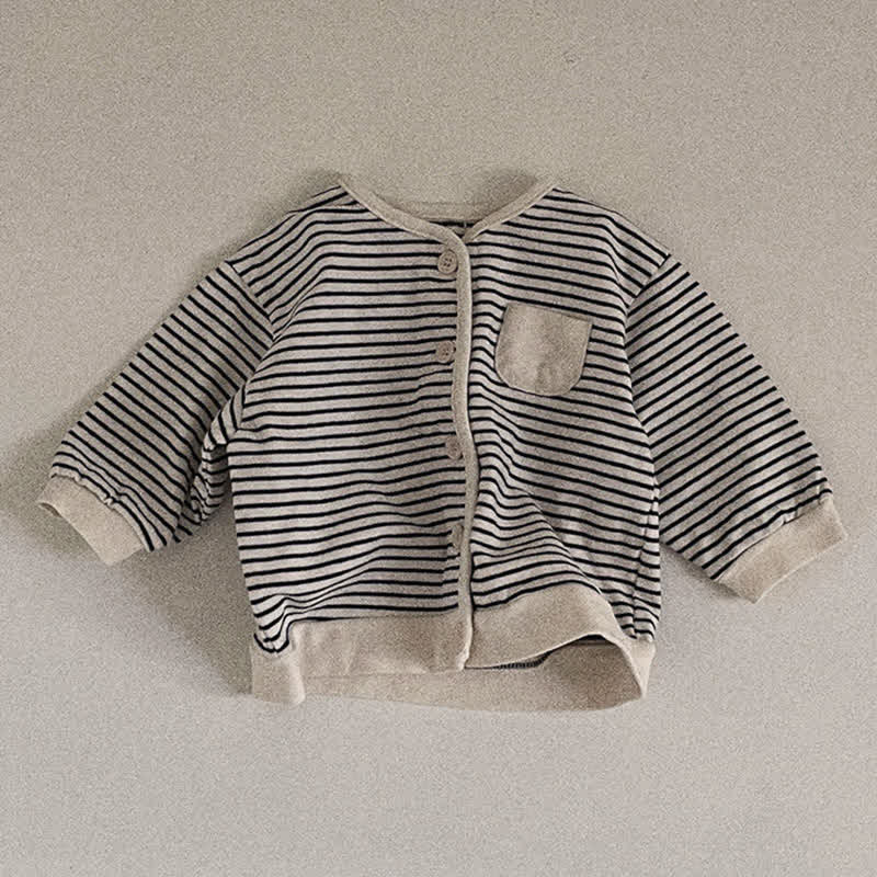 Baby Striped Crew Neck Loose Cardigan