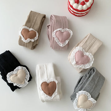 Toddler Girl Heart Patch Pantyhose