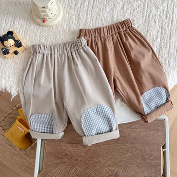 Baby Toddler Patch Plaid Casual Pants