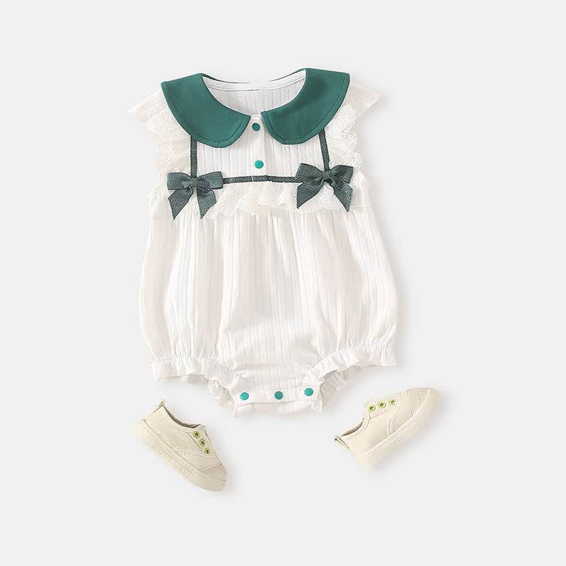 Baby Bowknot Peter Pan Collar Bodysuit