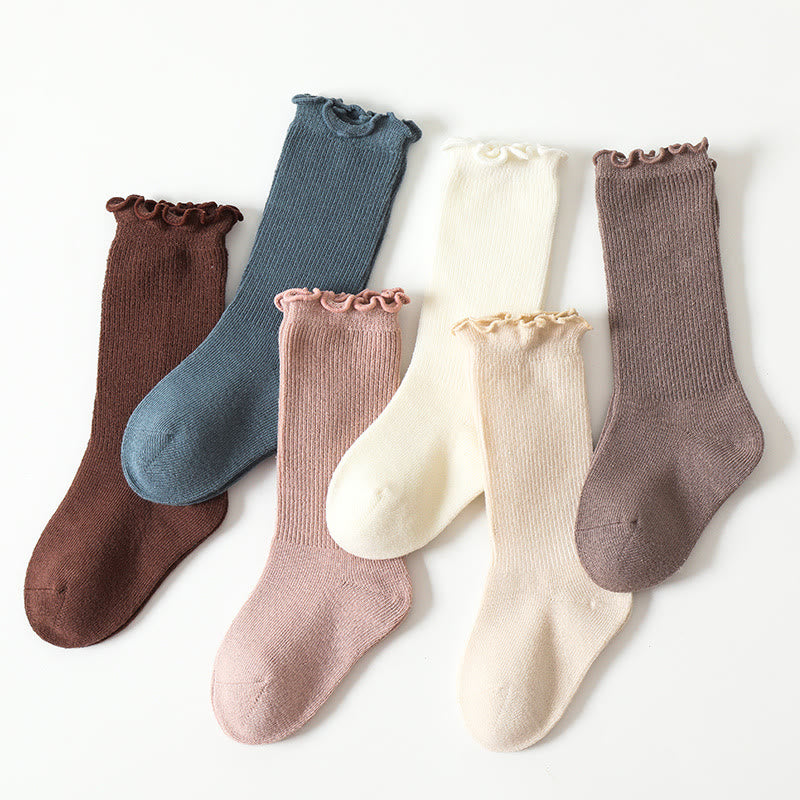 Baby Toddler Girl Stringy Selvedge Solid Color Socks