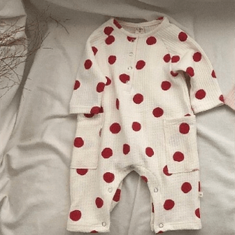 Baby Red Dots Pocket Ribbed Romper