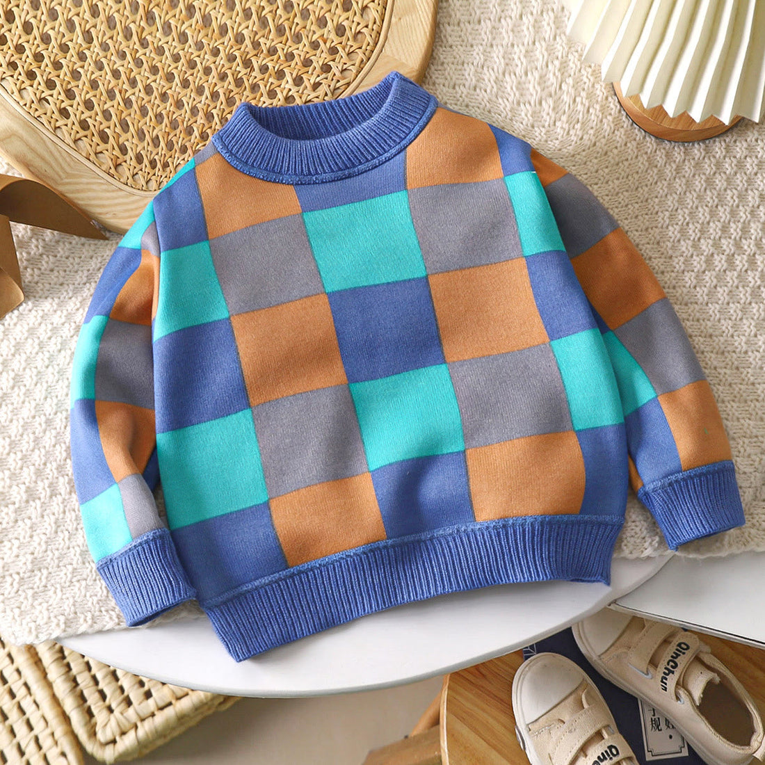 Toddler Colorful Fleece Lined Sweater