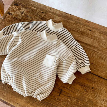 Baby Turtleneck Striped Loose Bodysuit